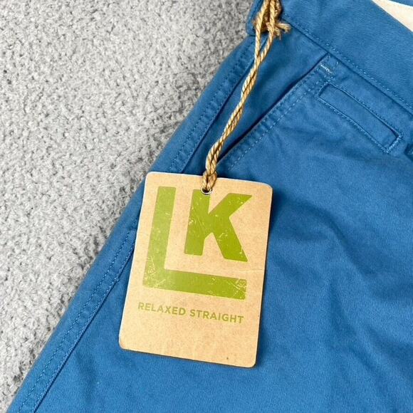 Life Khaki Relaxed Straight Pants Plain Front Men's 32x32 Blue New - Picture 3 of 10